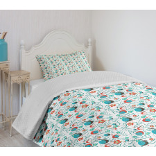 Abstract Foliage Fruits Bedspread Set