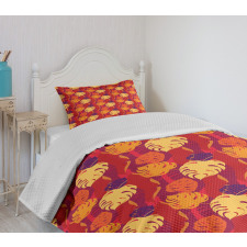 Hawaii Foliage Silhouettes Bedspread Set