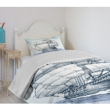 Old Ship at Sea Bedspread Set