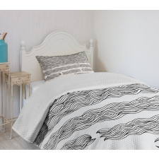 Sketchy Wavy Sea Bedspread Set