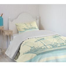 Ship Waves Clouds Bedspread Set