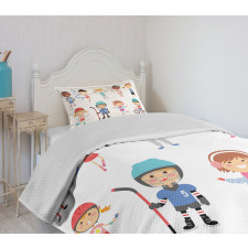 Hockey Player Skating Bedspread Set