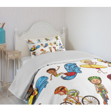 Surfing Cycling Bedspread Set