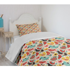 Whimsical Colorful Birds Bedspread Set