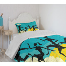 Grunge Silhouette Dancing Bedspread Set