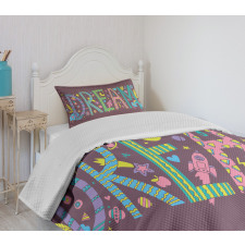 Doodle Art Dream Word Bedspread Set