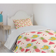 Colorful Summer Fruits Bedspread Set