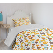 Cartoon Apiary Elements Bedspread Set