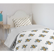 Graphic Bees Dots Pattern Bedspread Set