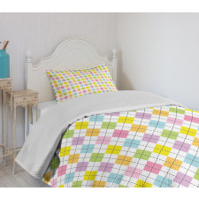 Dashed Argyle Pattern Bedspread Set