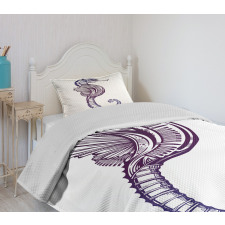 Boho Seahorse Tattoo Bedspread Set