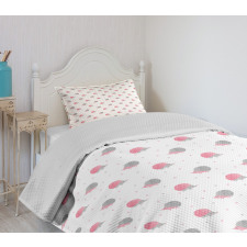 Fluffy Pinkish Hedgehog Bedspread Set