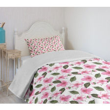 Watercolor Sakura Design Bedspread Set