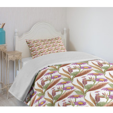 Purple Chamomile Flowers Bedspread Set