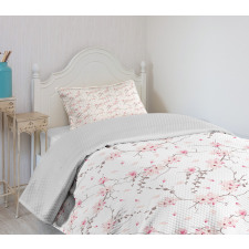 Falling Magnolia Pattern Bedspread Set