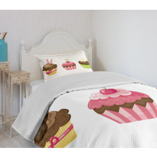 Puffy Party Cupcakes Bedspread Set