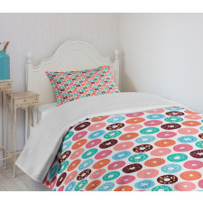 Donut Macaron Dessert Bedspread Set