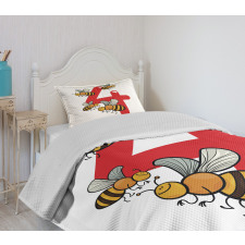4 Hardworking Bees Bedspread Set