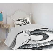 Sketchy Numeral 3 Bedspread Set