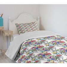 Watercolor Botany Motif Bedspread Set