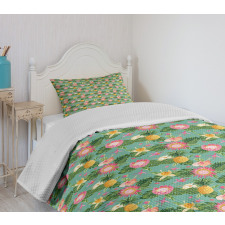 Vivid Color Hibiscus Bedspread Set