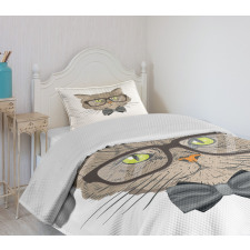 Urban Style Hipster Cat Bedspread Set