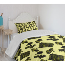 Subculture Theme Print Bedspread Set