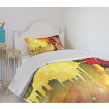 Rap Music City Skyline Bedspread Set