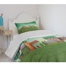 Village of Absurd Houses Bedspread Set