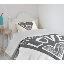 Retro Love Heart Image Bedspread Set