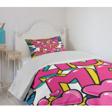 Retro Hearts Lipstick Bedspread Set