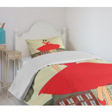 Lady in Red Dress Bedspread Set