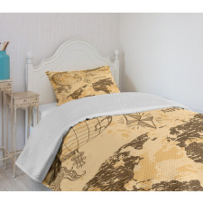 World Map Rope Knots Bedspread Set