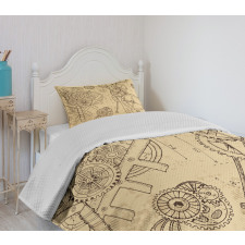 Hand-Drawn Machines Bedspread Set