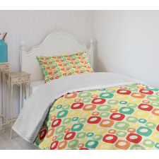 Colorful Shapes Print Bedspread Set