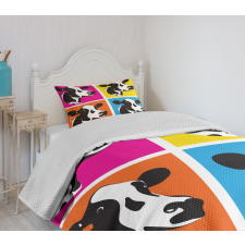 Pop Art Cow Heads Image Bedspread Set