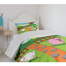 Cartoon Farmhouse Life Bedspread Set