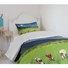 Mountains Grazing Cows Bedspread Set