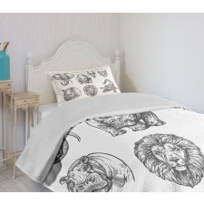 Hand-Drawn Zoo Animals Bedspread Set