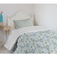 Floral Doodle Silhouette Bedspread Set