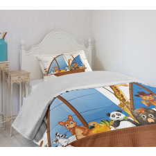 Animal Boat Sailing Ancient Bedspread Set