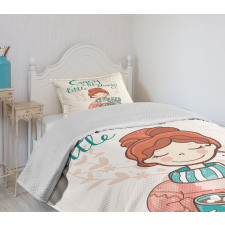 Winter Cartoon Woman Bedspread Set