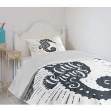 Uplifting Phrase Seahorse Bedspread Set