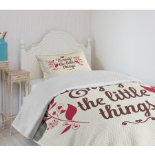 Retro Slogan and Flowers Bedspread Set