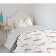 Kids Planes Blue Cloud Bedspread Set