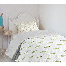 Green Cartoon Planes Bedspread Set