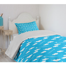 Blue Sky Clouds Planes Bedspread Set