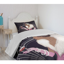 Fur Collar Lady Bedspread Set