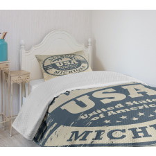 Detroit Michigan Stamp Bedspread Set