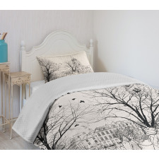 Walking People Winter Bedspread Set